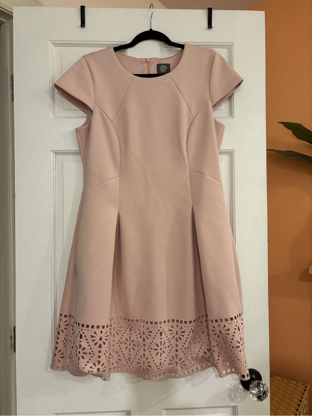 Vince Camuto Fit & Flare Laser-Cut Hem Dress - Blush Pink